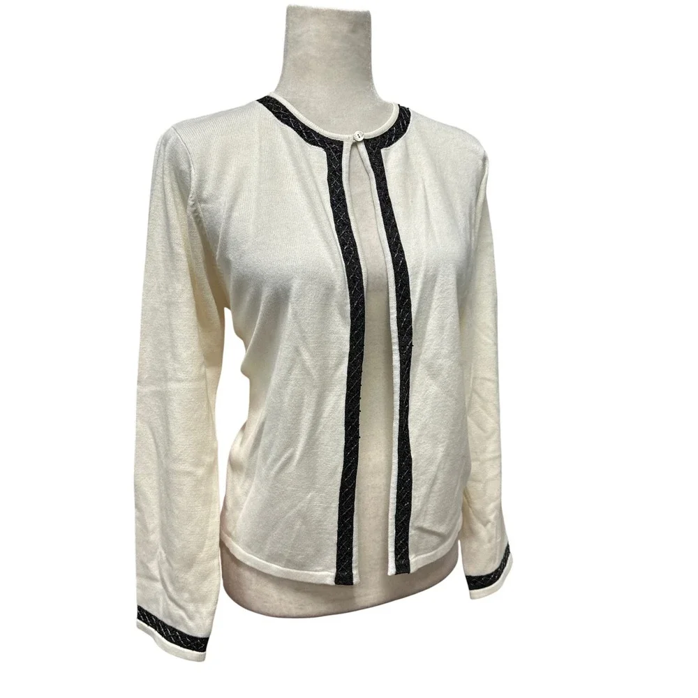 Vintage‎ Y2K 90s Womens Tunic Cardigan Size L Minimalist Old Money Grannycore